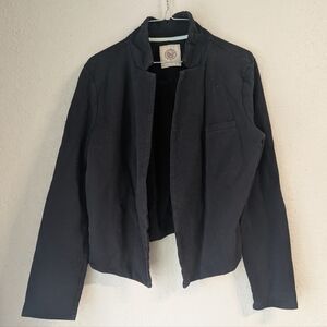 SO Jacket XL Black Open Front Minimalist Collar Classic Parisian